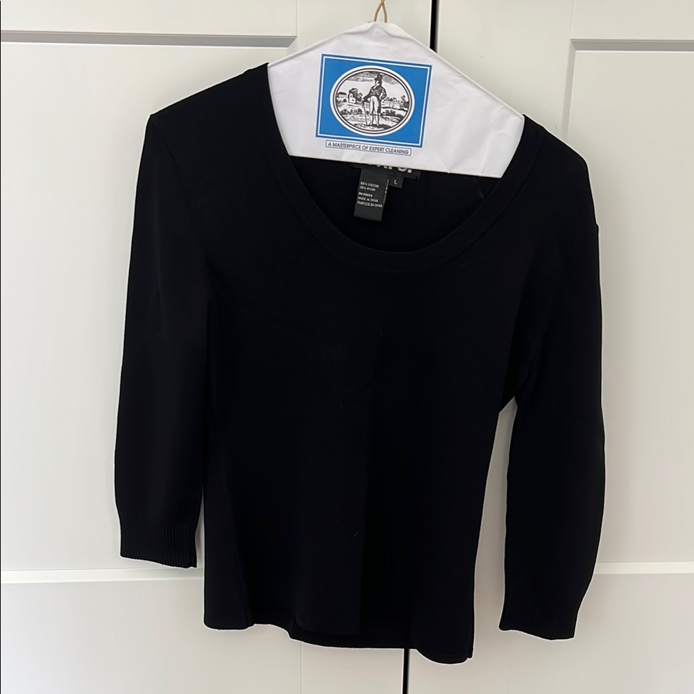 Classic Black Knit Sweater, 3/4 Sleeves